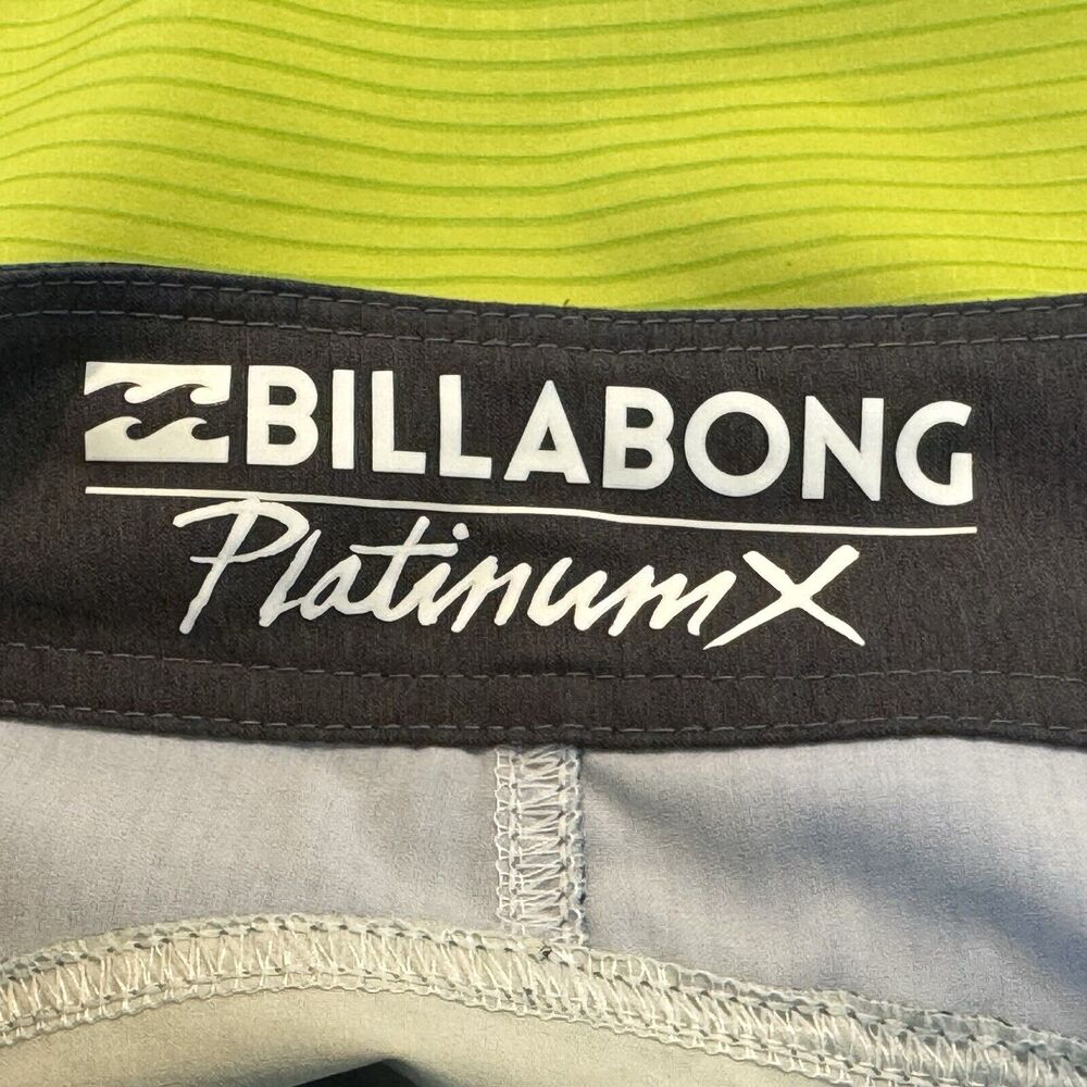 Billabong Platinum X Board Shorts Mens 30 Swim Surf Yellow Green Zip Pocket - Picture 7 of 9